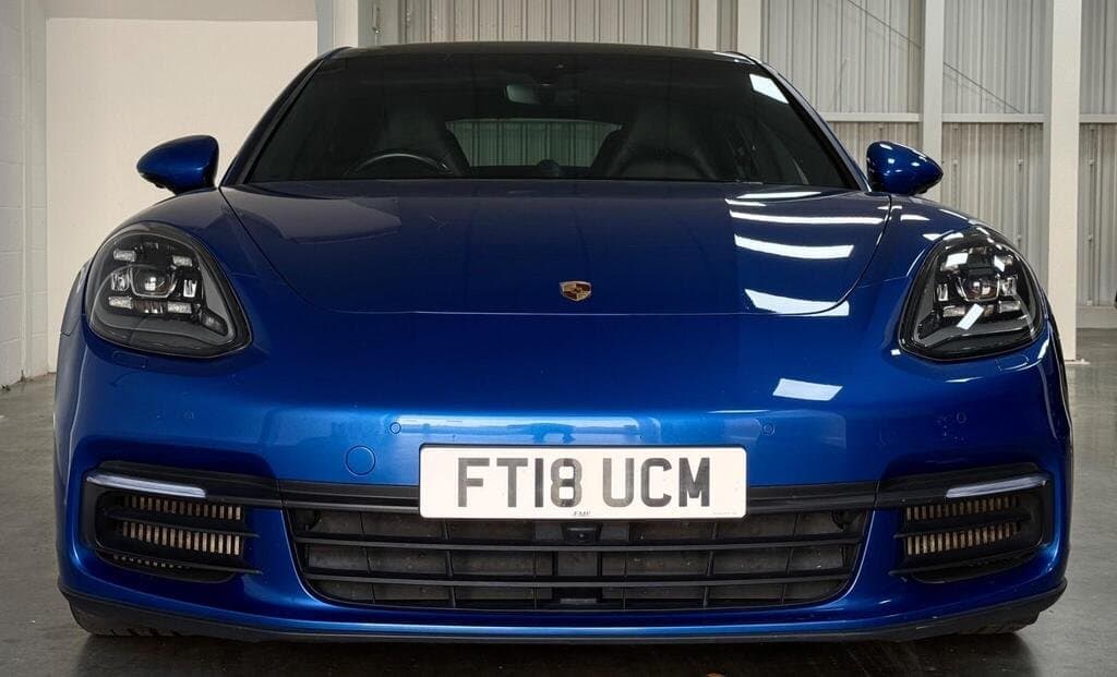 Porsche Panamera 4 E-Hybrid in Sapphire Blue, front view