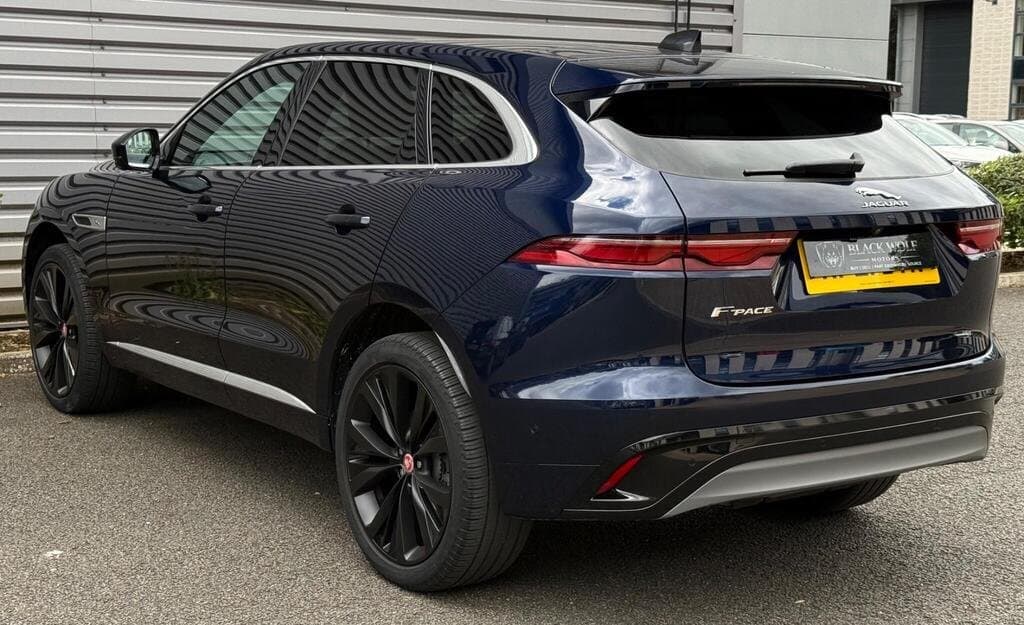 Jaguar F-PACE in Blue, rear view showing the F-PACE badge