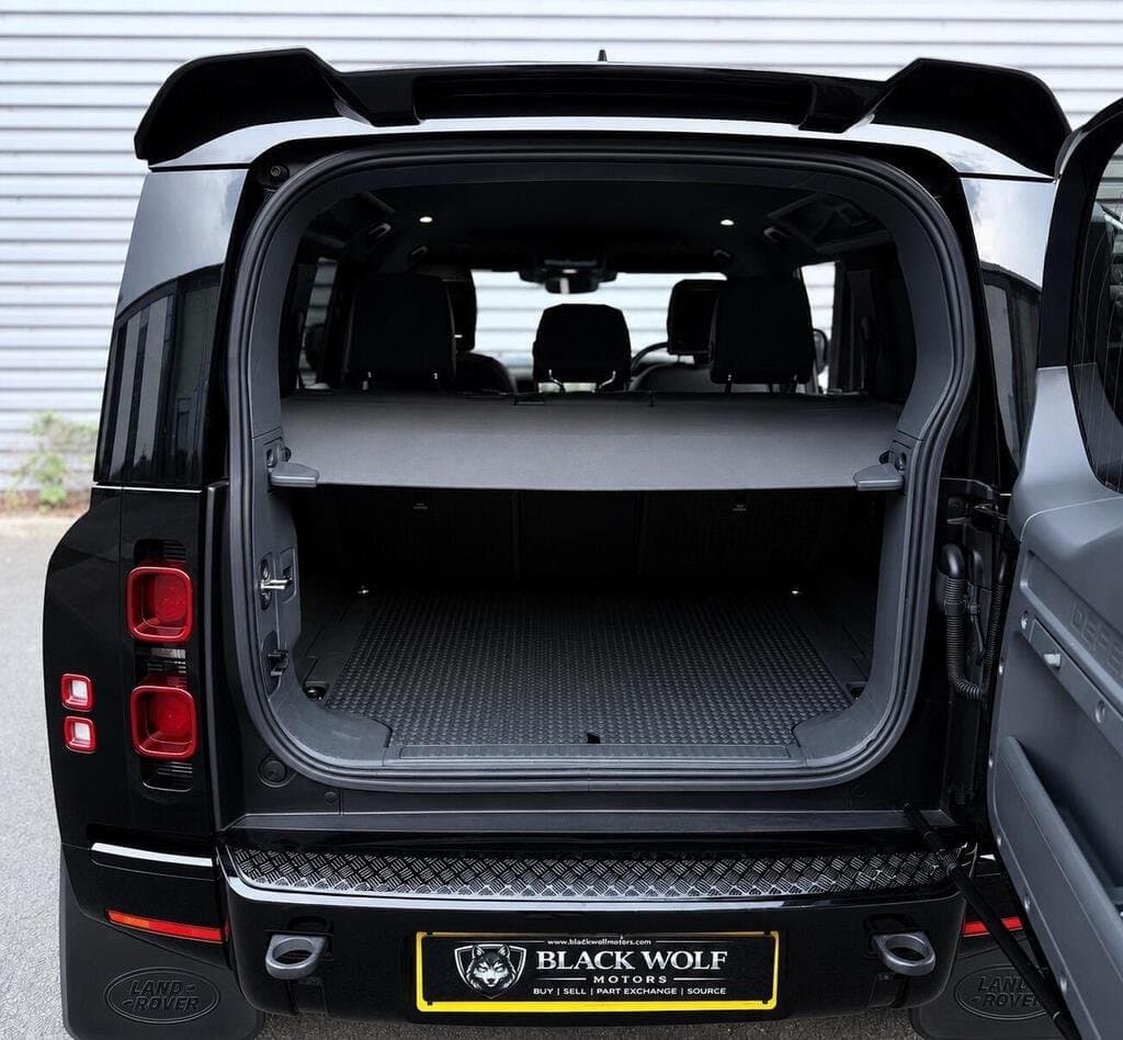 Land Rover Defender 110 boot and load area with rear seats visible